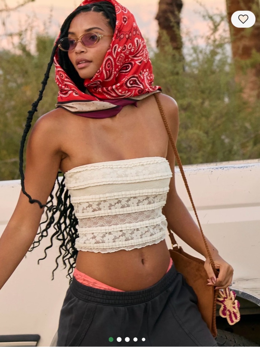 Cream Lace Ruffle Cami Crop